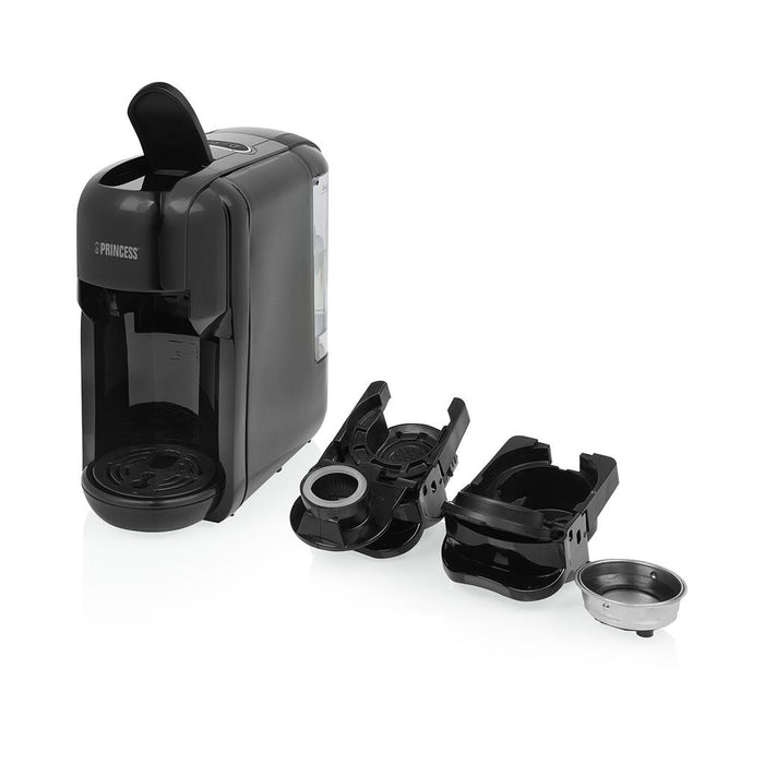 Macchina da Caffè 5 in 1 Nero Inox Capsule Cialde Macinato