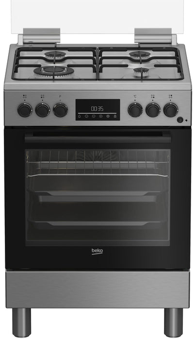 Cucina a Gas 4 Fuochi Forno Elettrico Inox 60x60 cm