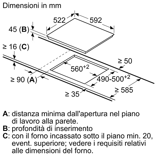 Piano Cottura Incasso Radiante Touch 4 Zone 60cm Nero