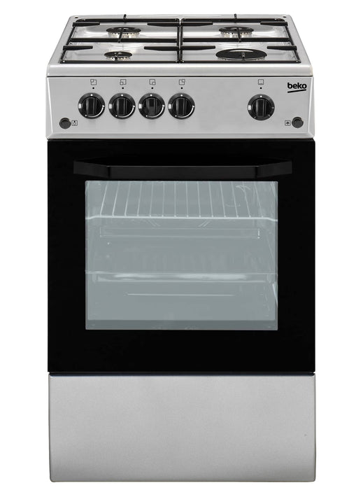 Cucina a Gas 4 Bruciatori Forno Elettrico 54lt Argento