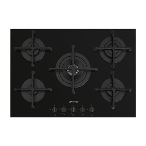 Piano Cottura Incasso Gas 5 Zone Vetro Nero 70cm