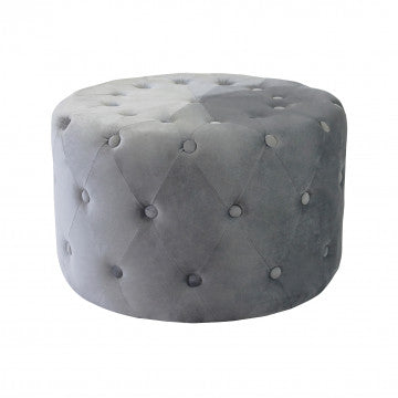 Pouf rotondo in velluto grigio scuro diametro 67 cm altezza 41 cm