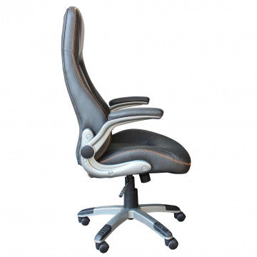Poltrona gaming in poliuretano grigio, dimensioni 68x67x117-123 cm