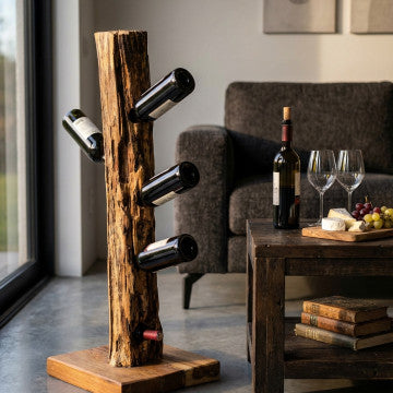 Porta bottiglie in legno di teak, dimensioni 30x30x80 cm, colore marrone