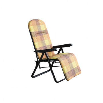 Sdraio automatica in acciaio e tessuto multicolor arancio e giallo