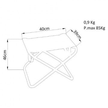 Sgabello in alluminio con seduta in textilene, portata 85 kg