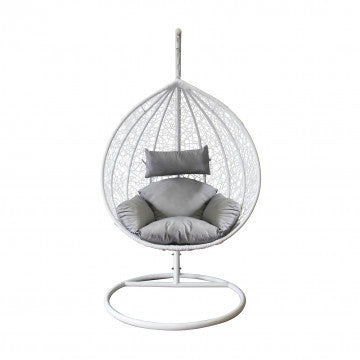 Dondolo struttura metallo tortora opaco con seduta wicker grigio bianco naturale