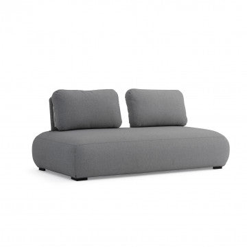 Divano centrale in alluminio e corda con cuscini, 202x103x77 cm