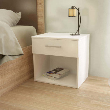 Comodino truciolare bilaminato bianco 44,5x35x43,5 cm