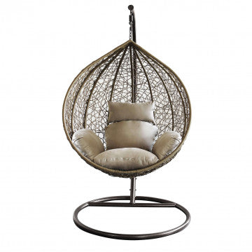 Dondolo struttura metallo tortora seduta wicker grigio bianco naturale
