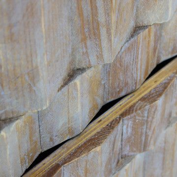 Mobile bianco con 3 cassetti in legno, decoro naturale, 88x45x89 cm