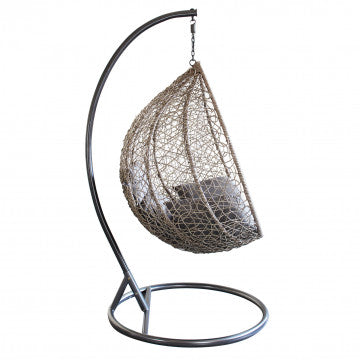 Dondolo struttura metallo tortora con seduta wicker grigio, cuscino