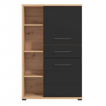 Vetrina in truciolare bilaminato rovere artigiano e nero 89,5x40x141,5 cm