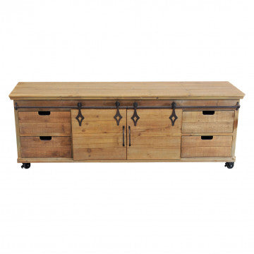 Mobile Clement in metallo e legno, cm 151x45x52h, colore marrone