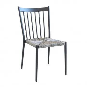 Chaise empilable Martinique avec assise en polyrotin gris mélange - Sans accoudoirs