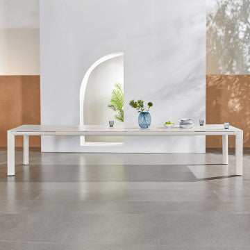 Tavolo alluminio verniciato grigio 263-395x110 cm, altezza 75 cm