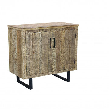 Mobile 2 ante in legno naturale con gambe metallo nero 90x45x83cm