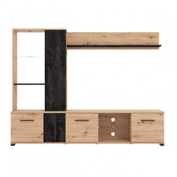 Soggiorno Alhambra rovere artigiano e carbon 202x40x155,5 cm truciolare