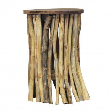 Tavolino in legno di teak 30x30 cm, altezza 45 cm, colore marrone