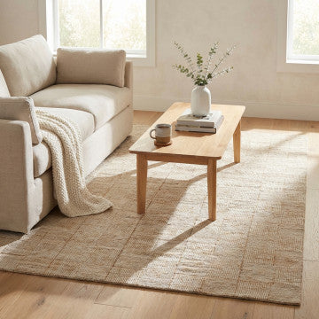 Tappeto in lana e juta colore beige avorio 120x180 cm spessore 1 cm
