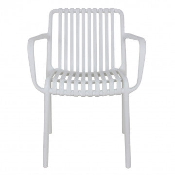 Poltrona in polipropilene impilabile, disponibile in colore bianco