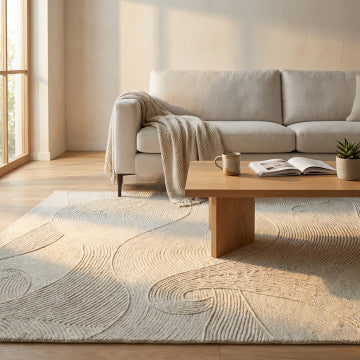 Tappeto in lana e cotone bianco avorio 160x230 cm spessore 1 cm