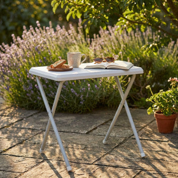 Tavolino in PVC e acciaio con struttura verniciata, piano 51,5x37 cm
