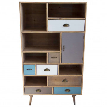 Mobiletto Perth struttura MDF gambe pino 80x36,5x139 cm 6 ripiani