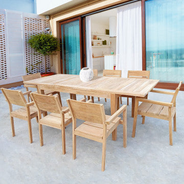 Tavolo allungabile in teak massello 220/300 x 100 cm, altezza 75 cm