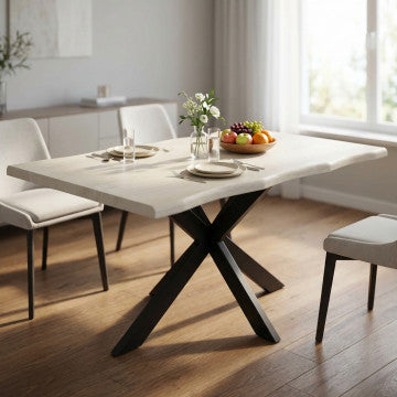 Tavolo con piano MDF effetto legno e struttura in metallo nero 160x90 cm