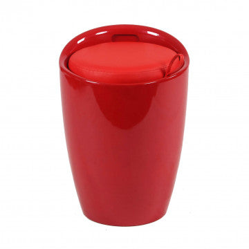 Sgabello pouf in ABS con cuscino ecopelle, rosso, 3 kg