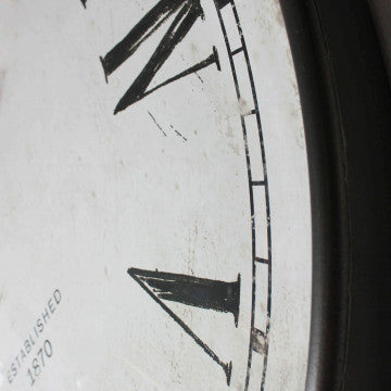 Orologio da parete in ferro e vetro, struttura posteriore in MDF