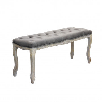 Panca in legno con rivestimento velluto, dimensioni 110x36x47 cm