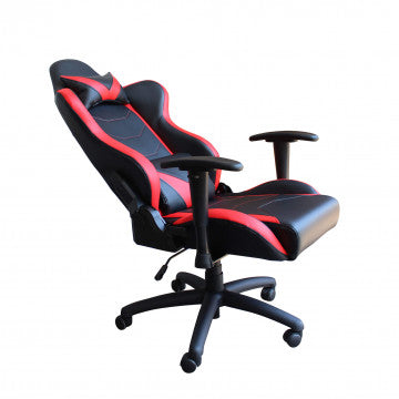 Poltrona gaming in poliuretano rosso e nero, altezza regolabile 121-129 cm