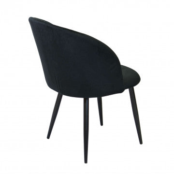 Poltrona con struttura in metallo e seduta in ecopelle nero 50x50x76