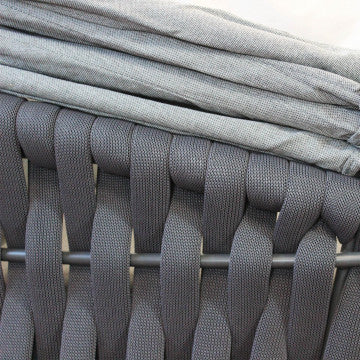 Conchiglia in alluminio wicker antracite con cuscino 15 cm grigio