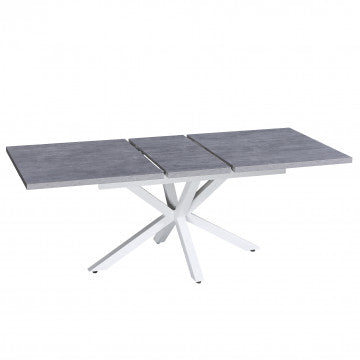 Tavolo allungabile piano melamina grigia struttura metallo bianca 160/200x90