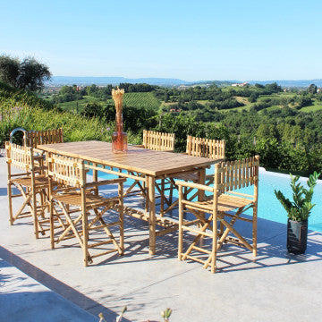 Tavolo in bamboo marrone 200x80x75 cm, struttura in legno massello