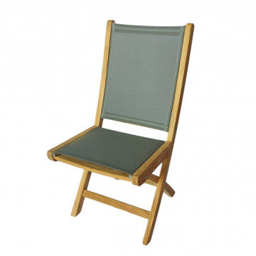 Sedia pieghevole in teak e textilene, dimensioni 48x55x89 cm