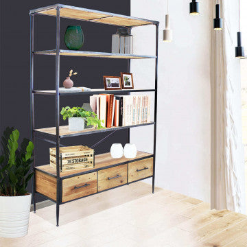 Mobile con struttura in metallo e legno, dimensioni 128x44,5x153,5 cm