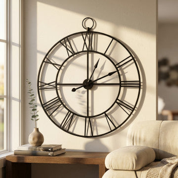 Orologio da parete metallo verniciato nero, 80x80 cm, quadrato