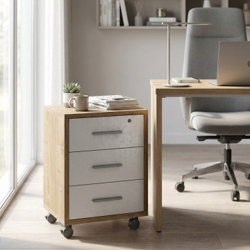Cassettiera mobile 3 cassetti con ruote in MDF 51x41x71 cm
