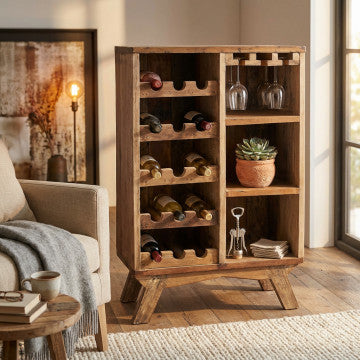 Cantinetta in legno riciclato marrone 60x30x90 cm con struttura robusta