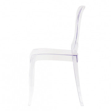 Sedia in policarbonato trasparente, dimensioni 46,3x53x89,6 cm