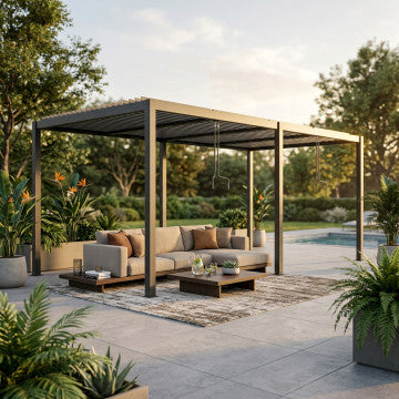 Pergola bioclimatica 7,8 x 4 m con lamelle orientabili in alluminio