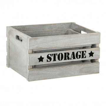 Set di 3 cassette in legno di paulonia grigie decorate diverse dimensioni