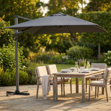 Ombrellone rettangolare grigio 400x300 cm, palo girevole alluminio