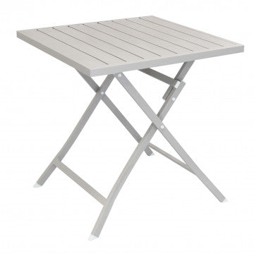 Tavolo pieghevole quadrato in alluminio, 70x70 cm, colore tortora