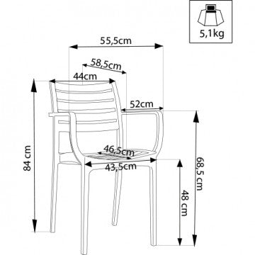 Poltrona impilabile in polipropilene - Dimensioni compatte - Peso 5,1 kg