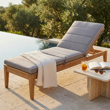 Cuscino lettino grigio poliestere sfoderabile idrorepellente 185x57 cm